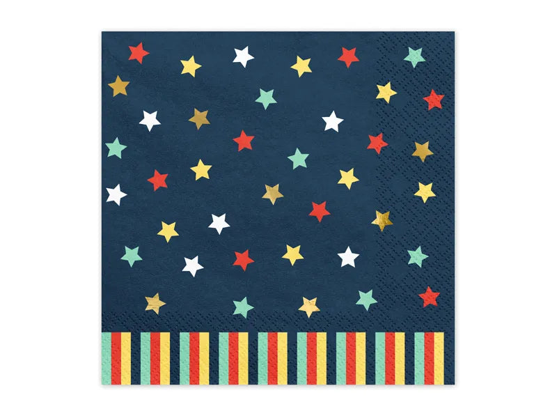 Servietten Sterne 33cm x 33cm, dunkelblau (12 Stk.)