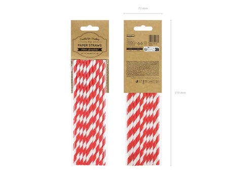 Papierstrohhalme, rot, 19,5 cm (10 Stk.)