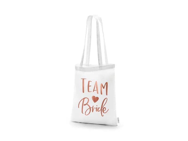 Baumwolltasche - Team bride, weiß, 39x42cm
