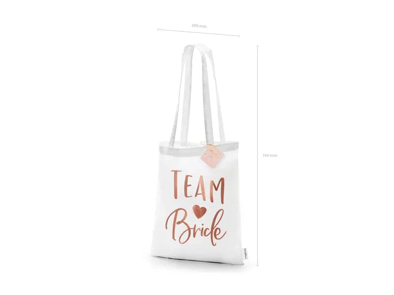 Baumwolltasche - Team bride, weiß, 39x42cm