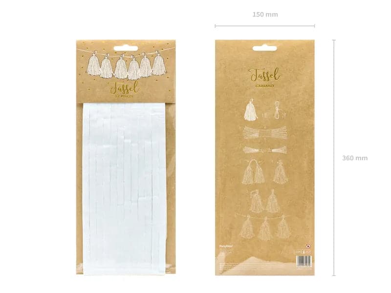 Banner Quasten 2m, Metallic weiss (1 Stk.)