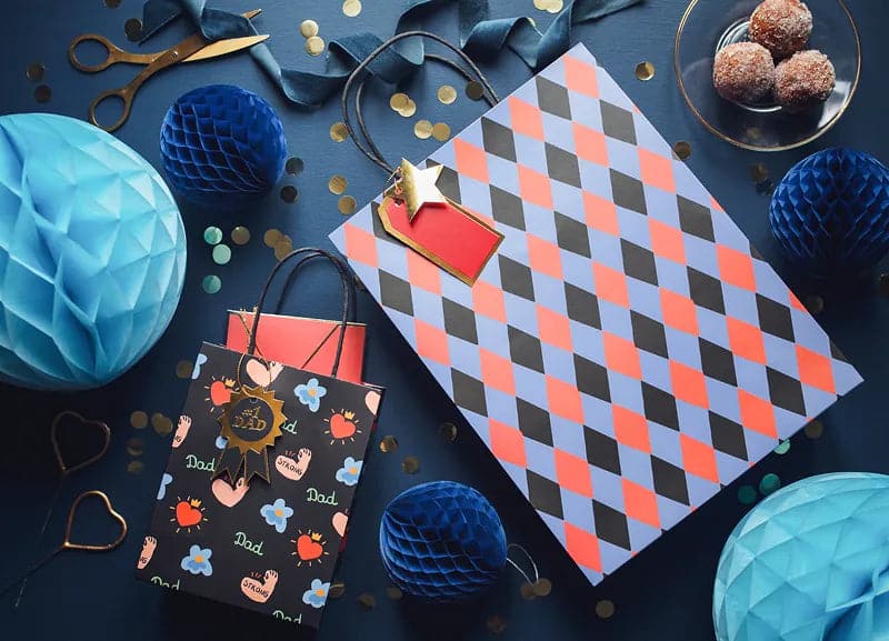 Geschenktasche Rauten, Mix, 10x24x32 cm