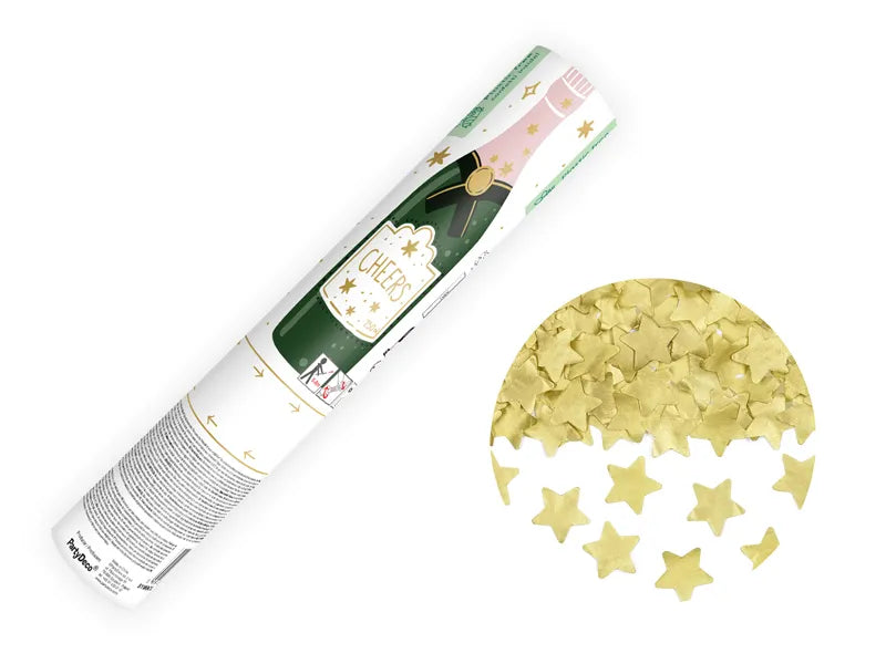 Konfettikanone Sterne 20cm, Pastell Gold (1 Stk.)