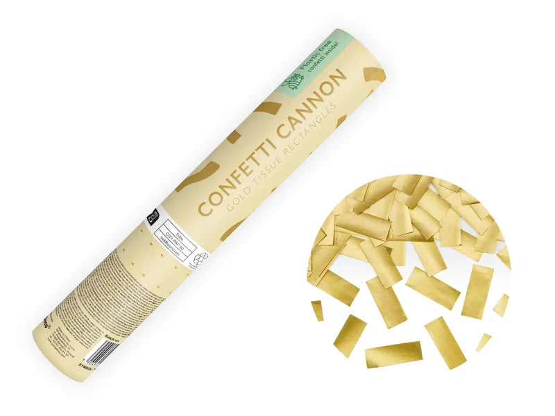 Konfettikanone Streifen 20cm, Pastell Gold (1 Stk.)
