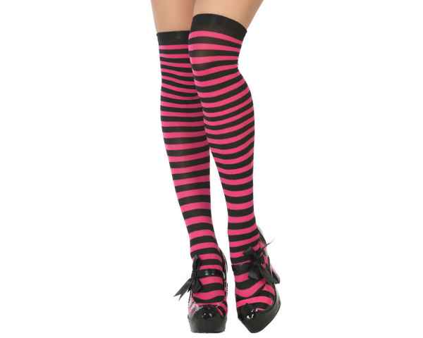 Strümpfe Erwachsene, fuchsia mit Streifen (1 Stk.)
