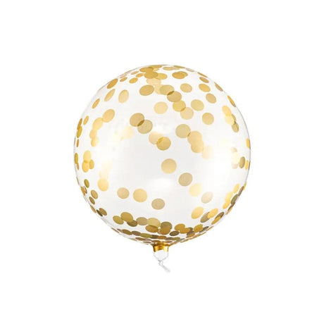 Ballon gepunktete Kugel 40cm Transparent mit Goldkonfetti (1