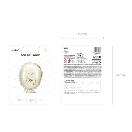 Ballone Oh Baby 69cm Pastell weiss (1 Stk.)