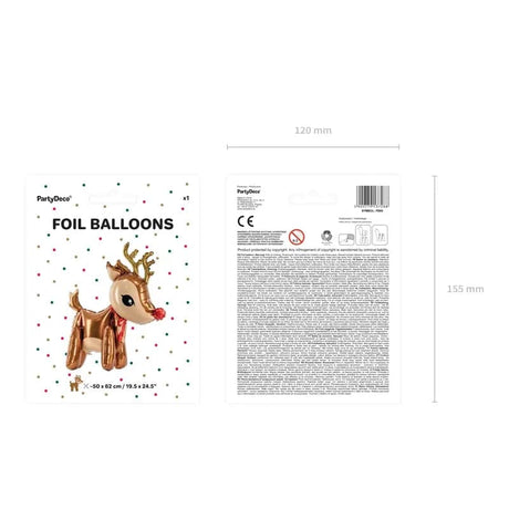 Ballone Rentier 50cm x 62cm Metallic braun (1 Stk.)