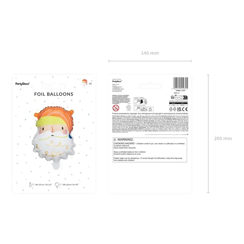 Ballone Weihnachtsmann 26cm x 31cm Metallic Mix (5 Stk.)