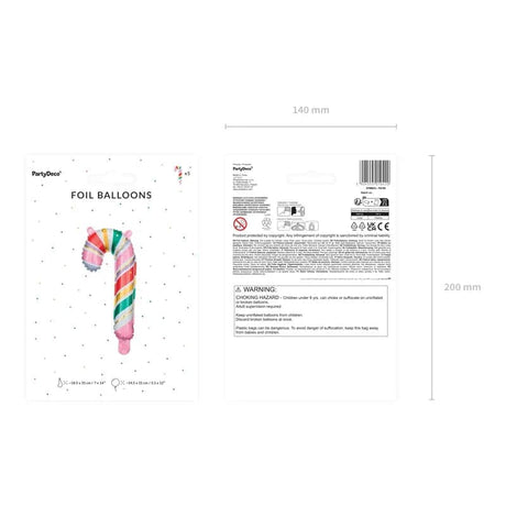 Ballone Zuckerstange 18.5cm x 35cm Metallic Mix (5 Stk.)