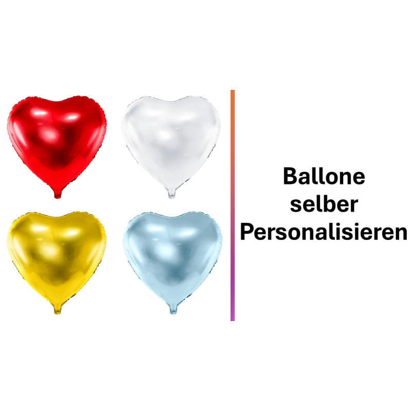 Folienballon Herz weiss - Personalisieren