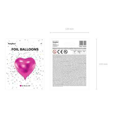 Ballone Herz 45cm Metallic rosa (1 Stk.)