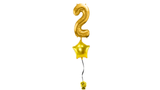 Ballone Zahl "2" in gold, Ballonbouquet