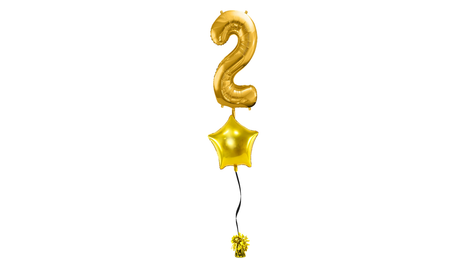 Ballone Zahl "2" in gold, Ballonbouquet