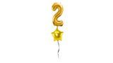 Ballone Zahl "2" in gold, Ballonbouquet
