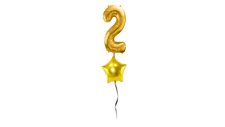 Ballone Zahl "2" in gold, Ballonbouquet