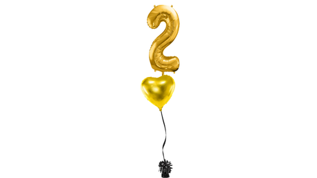 Ballone Zahl "2" in gold, Ballonbouquet
