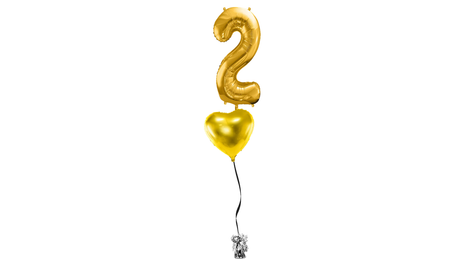 Ballone Zahl "2" in gold, Ballonbouquet
