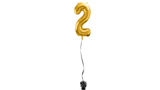 Ballone Zahl "2" in gold, Ballonbouquet