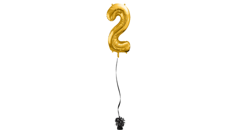 Ballone Zahl "2" in gold, Ballonbouquet