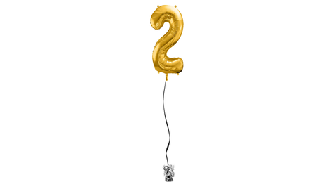 Ballone Zahl "2" in gold, Ballonbouquet