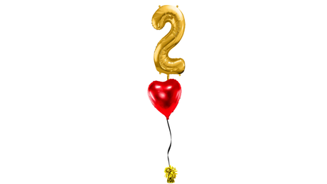 Ballone Zahl "2" in gold, Ballonbouquet