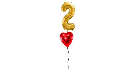 Ballone Zahl "2" in gold, Ballonbouquet