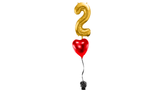 Ballone Zahl "2" in gold, Ballonbouquet