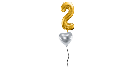 Ballone Zahl "2" in gold, Ballonbouquet