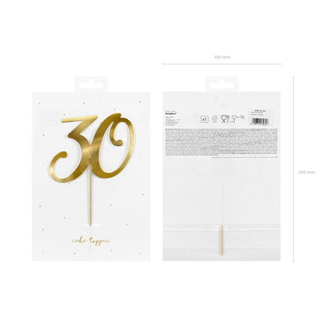 Cake Topper ’’30’’ 21cm Metallic gold (1 Stk.)