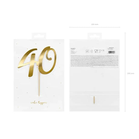 Cake Topper ’’40’’ 21cm Metallic gold (1 Stk.)