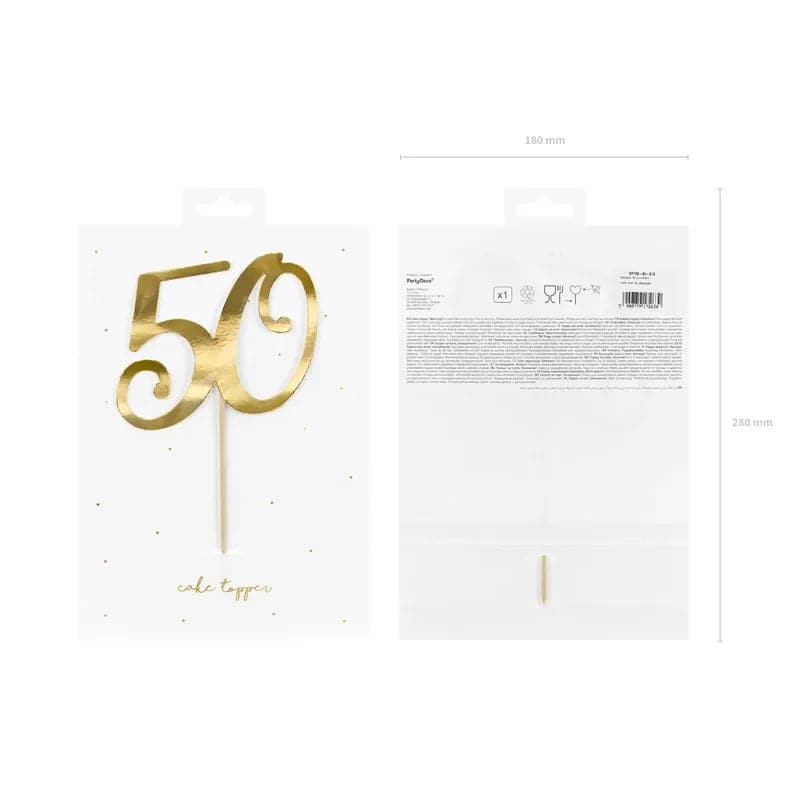 Cake Topper ’’50’’ 21cm Metallic gold (1 Stk.)