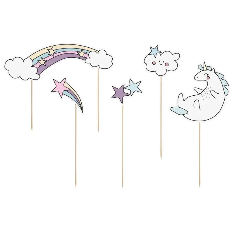 Cake Topper Einhorn 23.5cm Pastell Mix (5 Stk.)