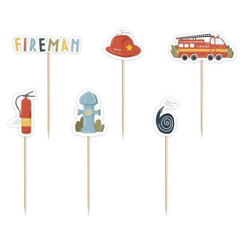 Cake Topper Feuerwehr 5cm Pastell Mix (6 Stk.)