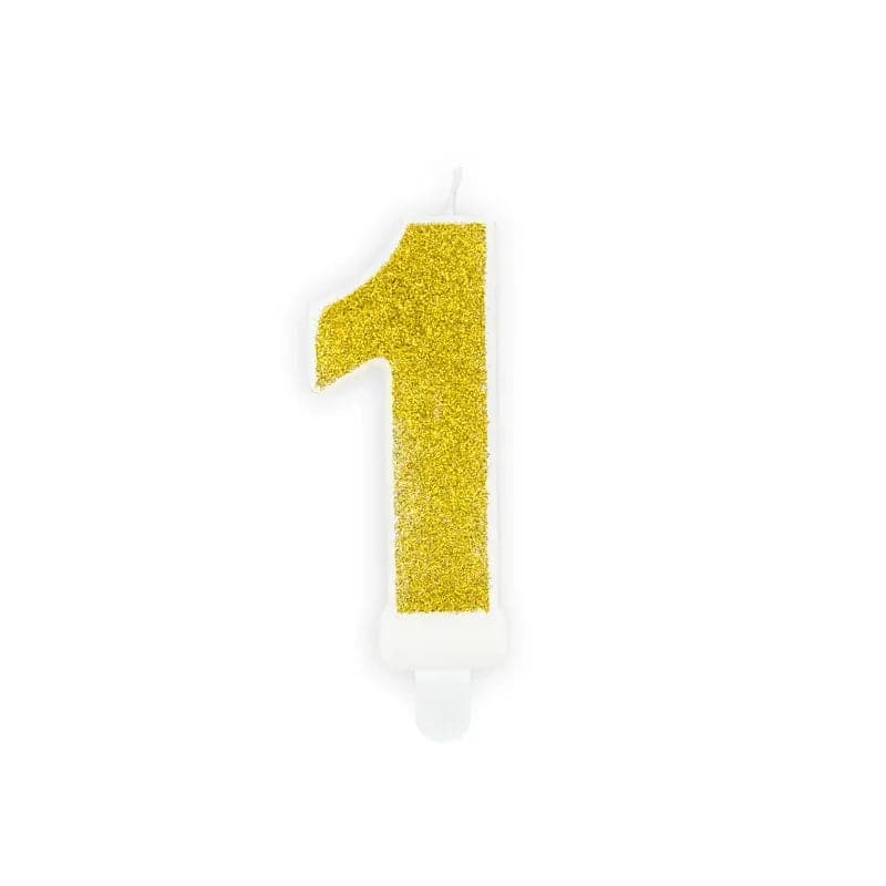 Geburtstagskerzen ’’1’’ 7cm Glitter gold (1 Stk.)