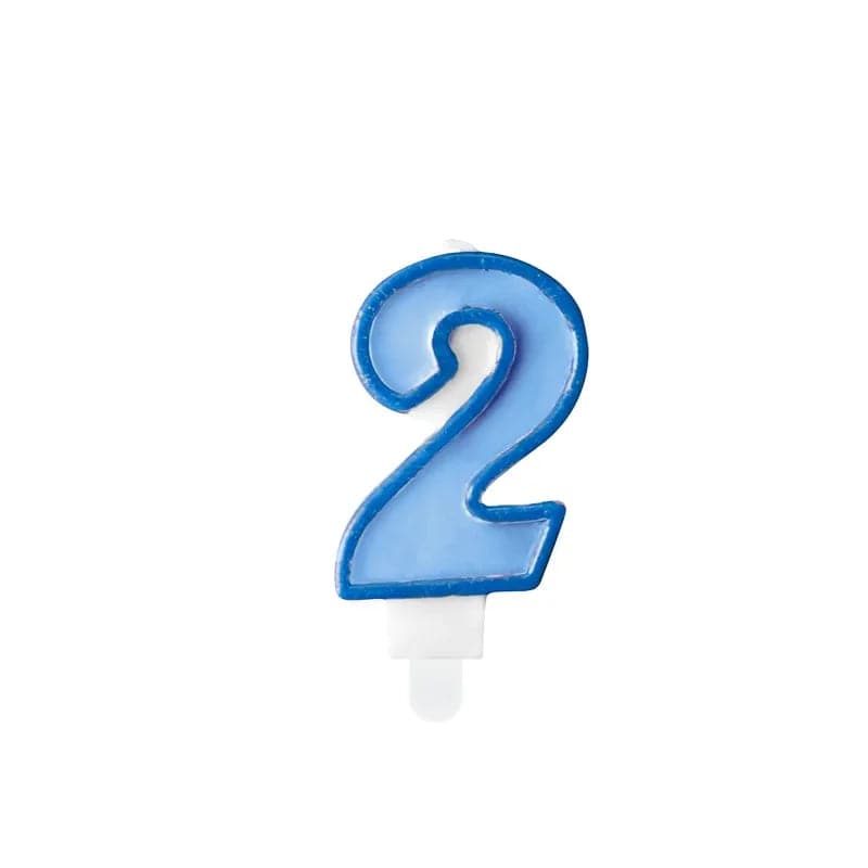 Geburtstagskerzen ’’2’’ 7cm Pastell blau (1 Stk.)