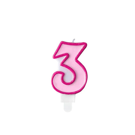 Geburtstagskerzen ’’3’’ 7cm Pastell pink (1 Stk.)