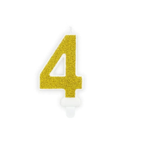 Geburtstagskerzen ’’4’’ 7cm Glitter gold (1 Stk.)