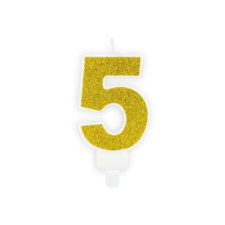 Geburtstagskerzen ’’5’’ 7cm Glitter gold (1 Stk.)