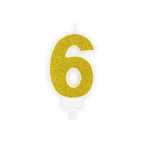 Geburtstagskerzen ’’6’’ 7cm Glitter gold (1 Stk.)
