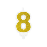 Geburtstagskerzen ’’8’’ 7cm Glitter gold (1 Stk.)