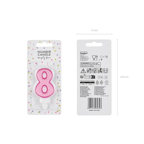Geburtstagskerzen ’’8’’ 7cm Pastell pink (1 Stk.)