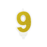 Geburtstagskerzen ’’9’’ 7cm Glitter gold (1 Stk.)