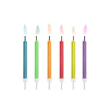 Geburtstagskerzen Bunte Flammen 6cm Metallic Mix (6 Stk.)