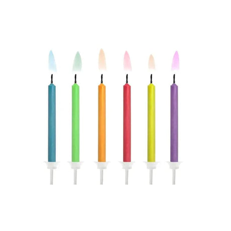 Geburtstagskerzen Bunte Flammen 6cm Metallic Mix (6 Stk.)