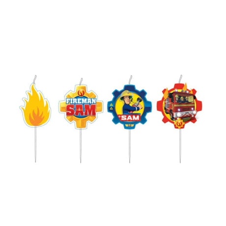 Geburtstagskerzen Fireman Sam 7.5cm Metallic Mix (4 Stk.)