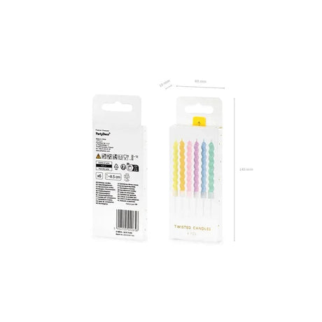 Geburtstagskerzen gedreht 8.5 cm Pastell Mix (6 Stk.)