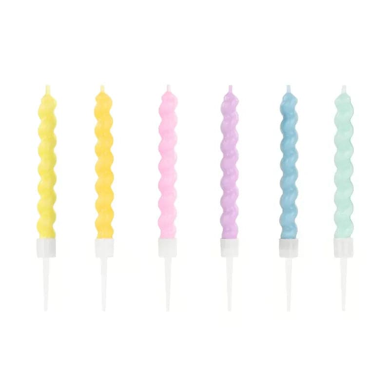 Geburtstagskerzen gedreht 8.5 cm Pastell Mix (6 Stk.)