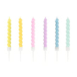 Geburtstagskerzen gedreht 8.5 cm Pastell Mix (6 Stk.)
