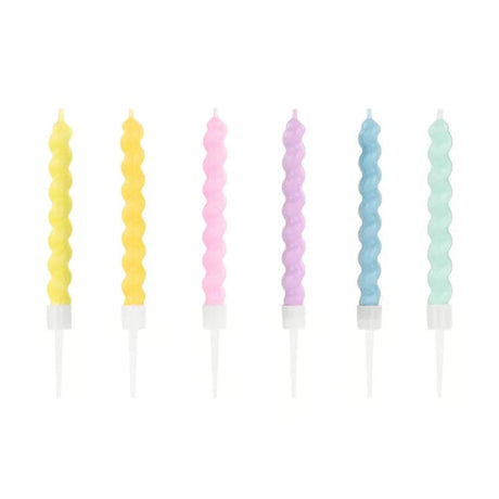 Geburtstagskerzen gedreht 8.5 cm Pastell Mix (6 Stk.)